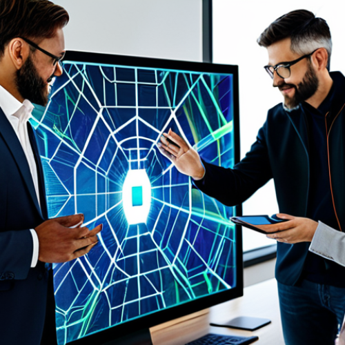 Blockchain & Creative Economy**

"A diverse group of professionals collaborating around a holographic display showing a blockchain network, symbolizing a fair digital economy. Modest clothing, professional attire, modern office environment with lots of natural light. Safe for work, appropriate content, fully clothed, perfect anatomy, correct proportions, well-formed hands, professional, family-friendly."

**