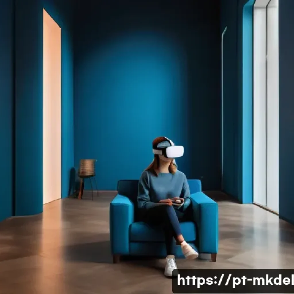 디지털 공유재의 문화적 영향 - A serene and warmly lit indoor scene. A young adult, wearing comfortable but modest everyday clothin...